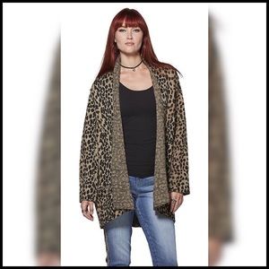 Women’s Plus leopard-print boiled wool cardigan 3X